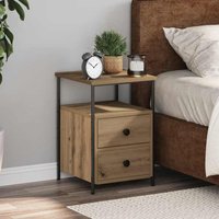 Syracuse Wooden Bedside Cabinet With 2 Drawers - Artisan Oak