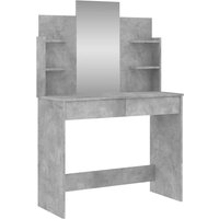 Ypsilanti Wooden Dressing Table With Mirror - Concrete Grey