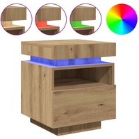 Syracuse Wooden Bedside Cabinet With 1 Drawer And LED - Artisan Oak