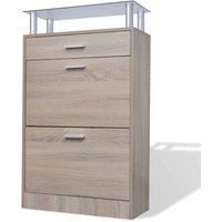 Juneau Glass Top Shoe Storage Cabinet In Oak