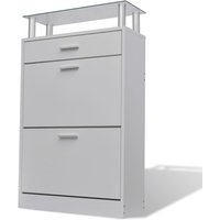 Juneau Glass Top Shoe Storage Cabinet In White