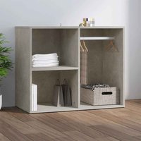 Deion Wooden Clothes Storage With Self In Concrete Grey