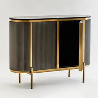 Draper Small Wooden Storage Cabinet In Grey And Black Marble Effect