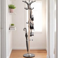 Kiel Metal Coat Stand With Marble base In Black Oak