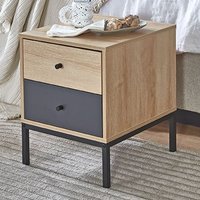 Teaneck Wooden Bedside Cabinet With 2 Drawers In Oak