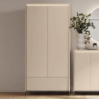 Trier Wooden Hallway Cabinet With 2 Doors 1 Drawer In Beige And LED
