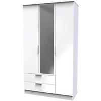 Welcome Plymouth 3 Door 2 Drawer Tall Mirrored Triple Wardrobe Assembled