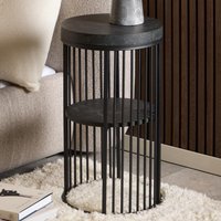 Surf Wooden Bedside Table With Metal Frame In Matt Black Izmir