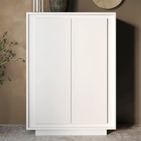 Skokie Wooden Highboard With 2 Doors In Matt White