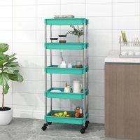 Cobleskill ABS Plastic 5 Tier Kitchen Trolley In Turquoise
