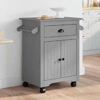 Allegan Wooden Kitchen Trolley With 2 Doors In Grey