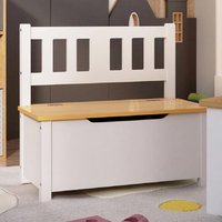 Atwater Wooden Children Storage Bench In White And Beige