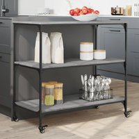 Bernalillo Wooden Kitchen Trolley With 3 Shelves In Grey Sonoma