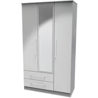 Welcome Worcester 3 Door 2 Drawer Tall Mirrored Triple Wardrobe Assembled