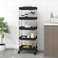 Cobleskill ABS Plastic 5 Tier Kitchen Trolley In Black