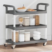 Colquitt Small Polypropylene Plastic 3 Tier Trolley In Grey