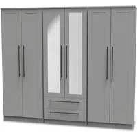 Welcome Beverley 6 Door 2 Drawer Tall Mirrored Wardrobe Assembled