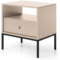 Malibu Wooden Bedside Cabinet With 1 Drawer In Beige
