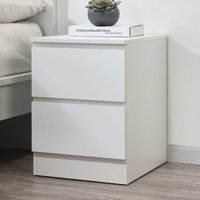 Oakley Wooden Bedside Cabinet With 2 Drawers In White