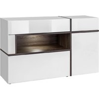 Carlisle High Gloss Sideboard In White And Elm With LED