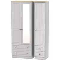 Welcome Vienna 3 Door 4 Drawer Mirrored Triple Wardrobe Assembled