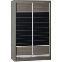 Seconique Lisbon Black Wood Grain Effect Sliding Door Double Wardrobe