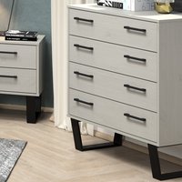Tilston Wide Wooden Chest Of 4 Drawers In White And Black