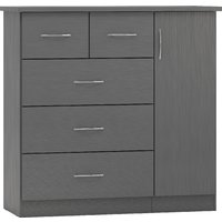 Mack Wooden Sideboard With 1 Door 5 Drawers In Grey