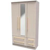 Welcome Haworth 3 Door 4 Drawer Tall Mirrored Triple Wardrobe Assembled