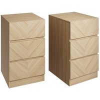 Ciana Euro Oak Wooden Bedside Cabinets In Pair