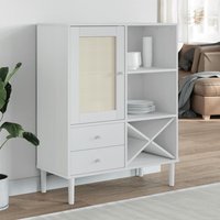 Fenland Wooden Highboard With 1 Door And 2 Drawers In White