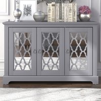Herceg Wooden Storage Cabinet With 3 Doors In Grey
