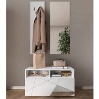 Victoria Mirrored High Gloss Hallway Furniture Set In White