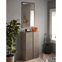 Flint Narrow Wooden Shoe Cabinet With Mirror In Bronze Mercure Oak