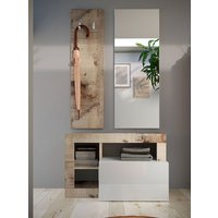 Hanmer High Gloss Hallway Furniture Set In White And Pear