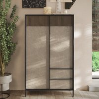 Edison Wooden Highboard With 2 Doors 2 Drawers In Lava Mercure Oak