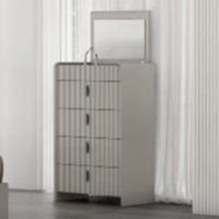 Canton Wooden Chest Of 4 Drawers With Mirror In Flannel Grey