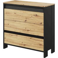 Swift Kids Wooden Chest Of 3 Drawers In Artisan Oak And LED