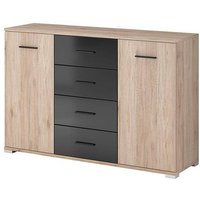 Basalt Wooden Sideboard With 2 Doors 4 Drawers In San Remo Oak