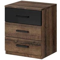 Glens Wooden Bedside Cabinet With 3 Drawers In Monastery Oak