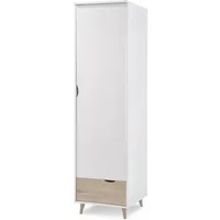 LPD Stockholm White and Oak 1 Door 1 Drawer Single Wardrobe