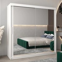 Tavira III Mirrored Wardrobe 2 Sliding Doors 200cm In White