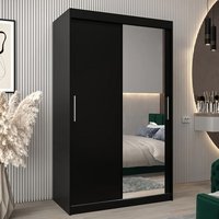 Tavira II Mirrored Wardrobe 2 Sliding Doors 120cm In Black
