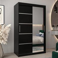 Vevey II Mirrored Wardrobe 2 Sliding Doors 120cm In Black
