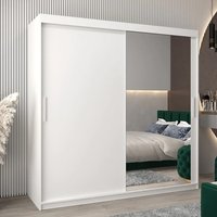 Tavira II Mirrored Wardrobe 2 Sliding Doors 200cm In White