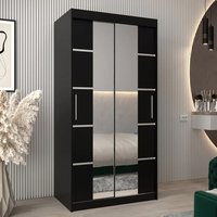 Vevey III Mirrored Wardrobe 2 Sliding Doors 100cm In Black