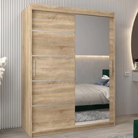 Vevey II Mirrored Wardrobe 2 Sliding Doors 150cm In Sonoma Oak