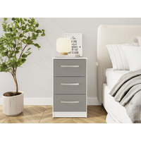 Birlea Lynx 3 Drawer Bedside White and Grey Bedside Chest