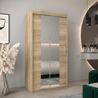 Tavira I Mirrored Wardrobe 2 Sliding Doors 100cm In Sonoma Oak