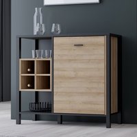 Harbor Wooden Storage Cabinet With 1 Door In Matt Black And Oak